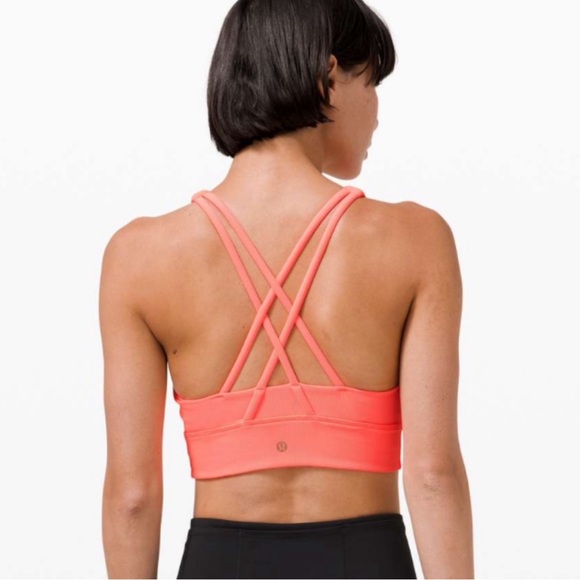 Like new Lululemon High Neck Energy Bra Ribbed Sunset - Picture 2 of 5